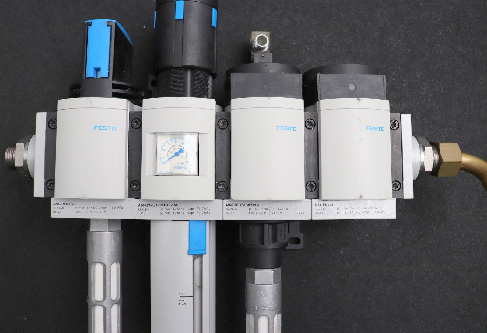 Festo Maintenance Unit MS6-EM1-1/2-S MS6-LFR-1/2-D6-C-R-V-AS MS6-EE-1/2 ...